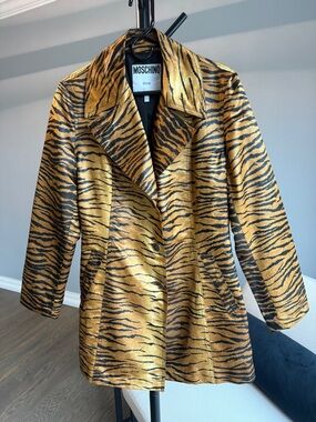 VINTAGE MOSCHINO JEANS TIGER STRIPE BLAZER SIZE 10